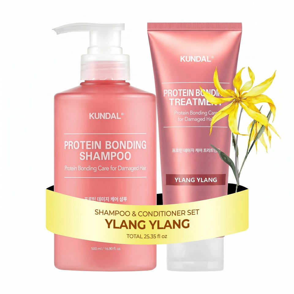 KUNDAL front packaging showing full shampoo and conditioner set and benefits