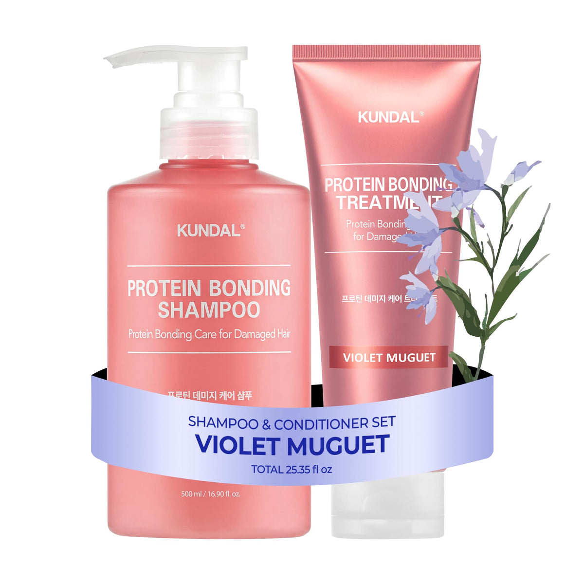 KUNDAL front packaging showing Violet Muguet scent and set benefits