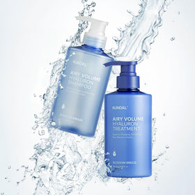 KUNDAL label close-up listing hyaluron and blue marine benefits for hair