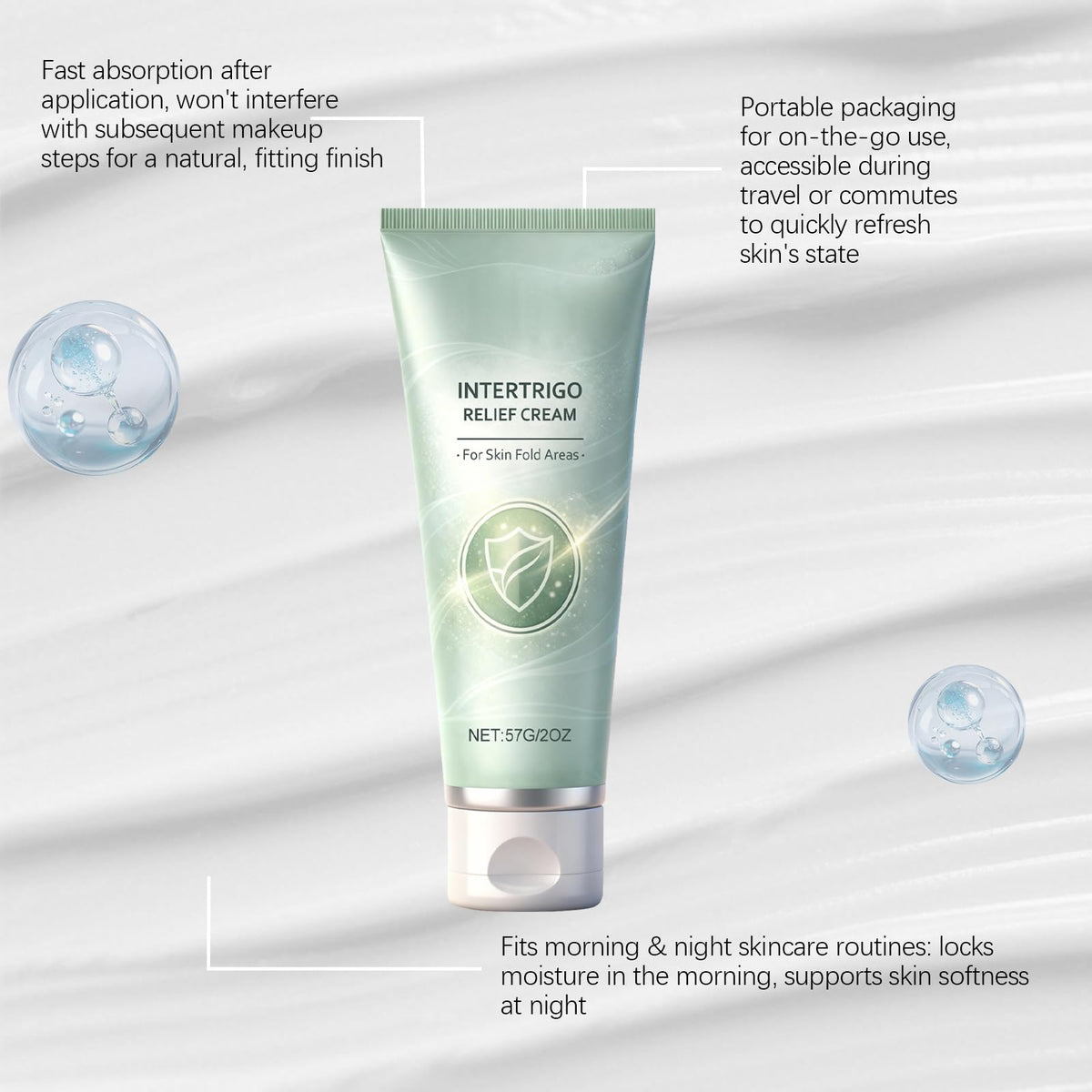 KunMan applied under breast demonstrating barrier protection benefit