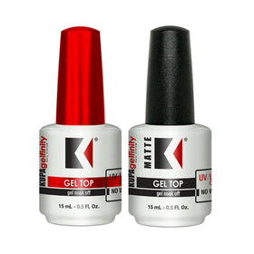 KUPA Gelfinity duo front packaging showing gloss and matte bottles with benefits