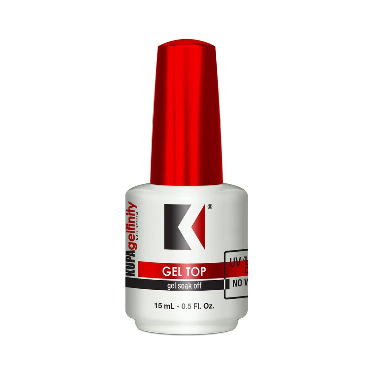 KUPA bottle front view showing GelFinity top coat glossy packaging and professional finish