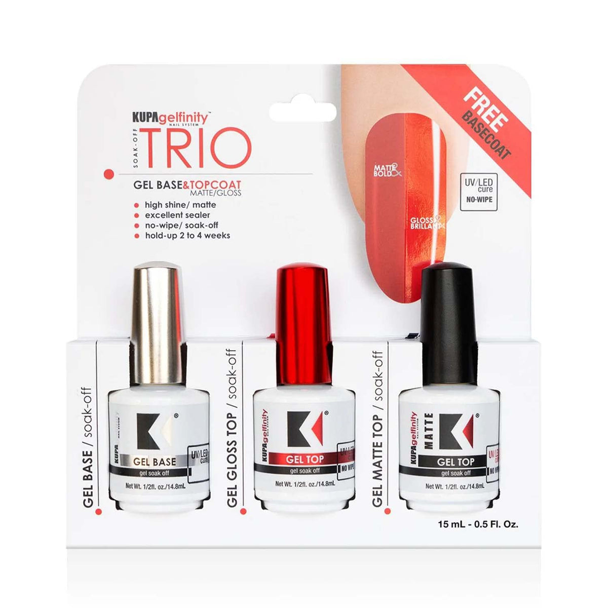 KUPA trio front packaging showing base and two top coats for versatile finishes