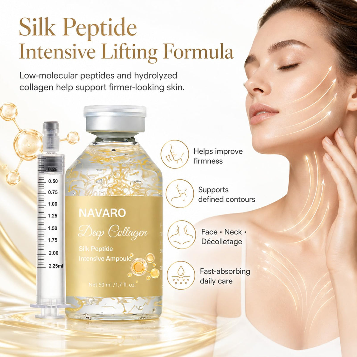 Kuri Nuka applying ampoule to neck and décolletage to restore contours