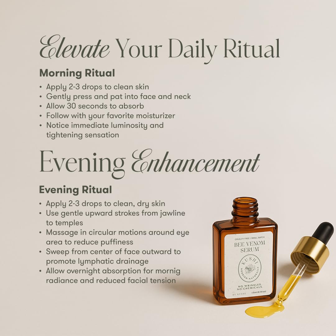 KUSHI ingredients flatlay with Manuka honey, jojoba and royal jelly benefits