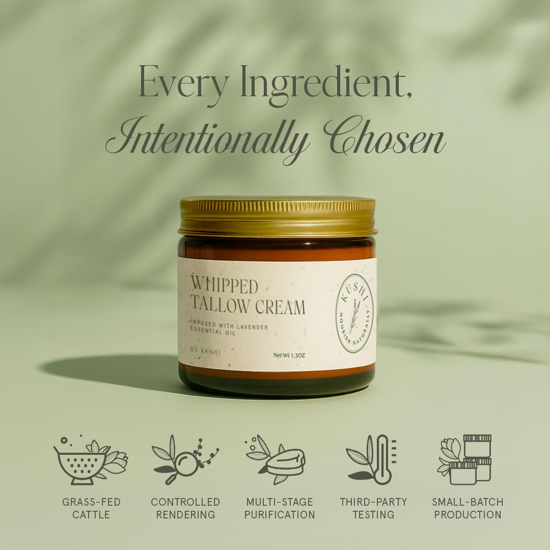 KUSHI close-up label with organic lavender and ingredient transparency benefit