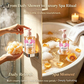 Kustie visible rose petals floating inside bottle for authenticity