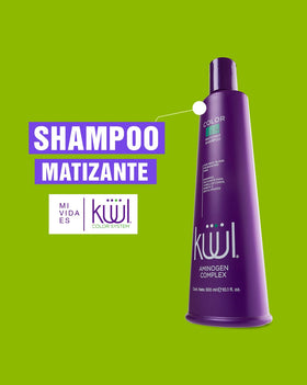 KUUL Matizant pouring liquid highlighting the violet color for neutralizing yellow tones
