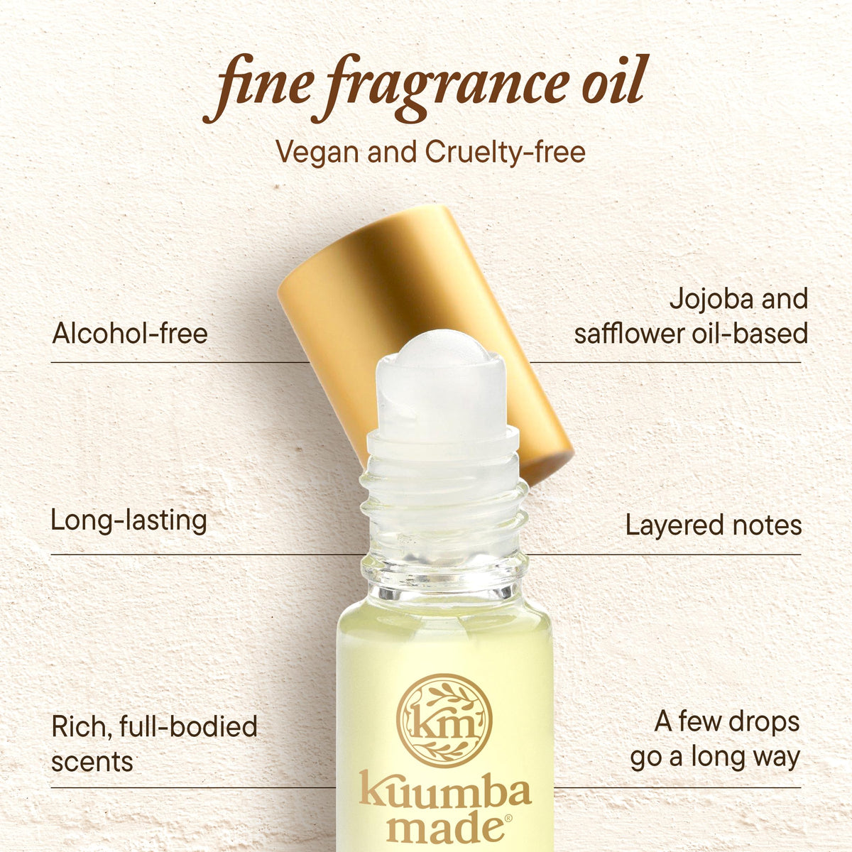 Kuumba Made ingredients label readable with vegan and alcohol-free benefits