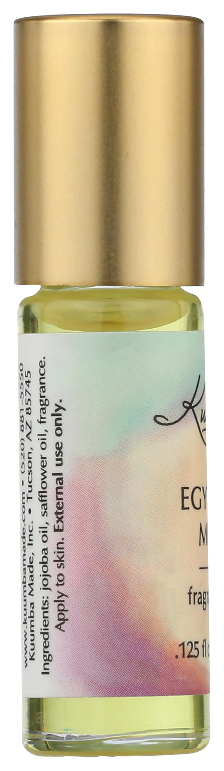 Kuumba Made bottle beside a ruler illustrating small 0.12 ounce scale