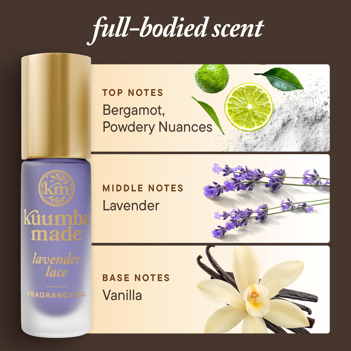 Kuumba Made clear product label and ingredient panel emphasizing vegan, alcohol-free formula