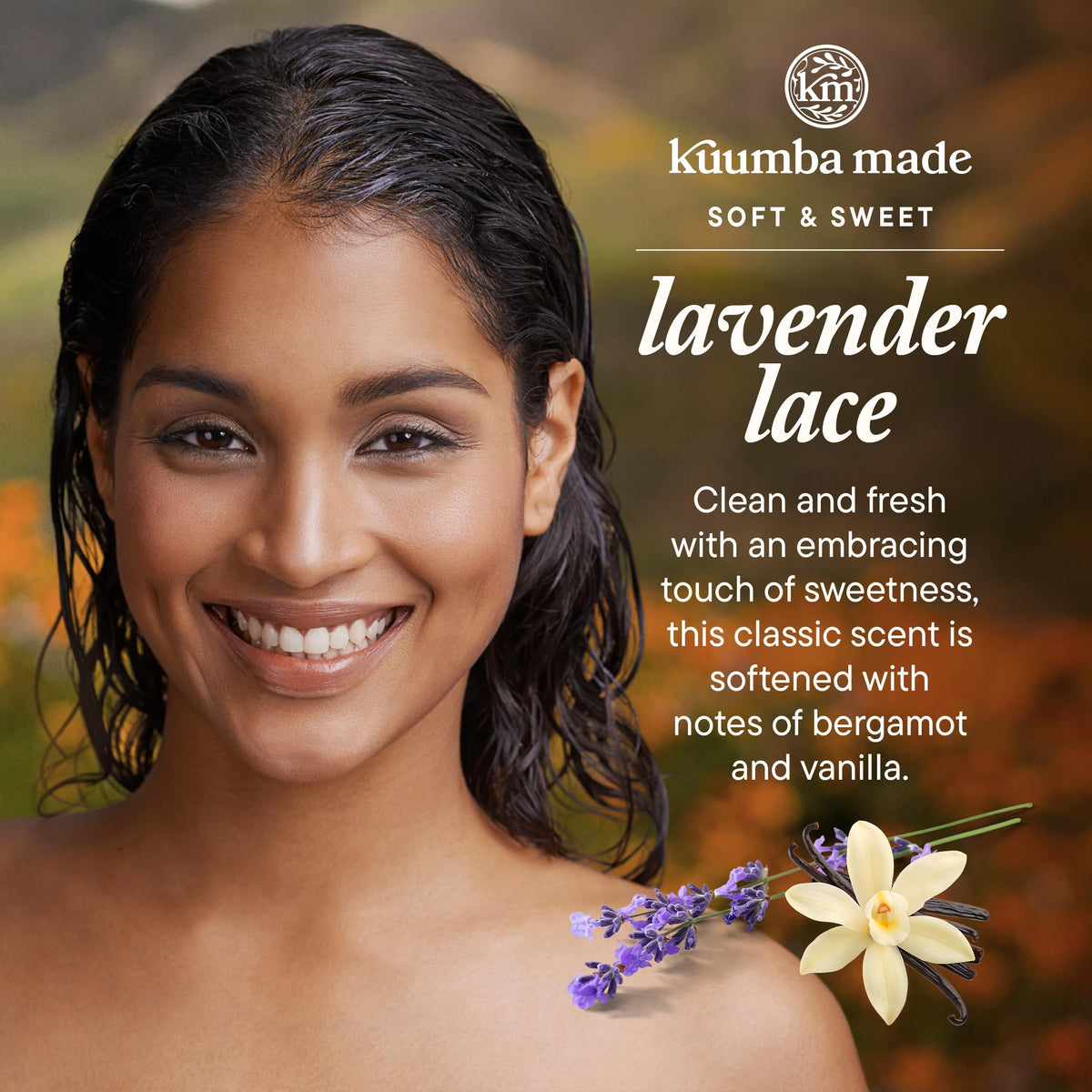 Kuumba Made texture of Lavender Lace oil on fingertip demonstrating nourishing carrier oils