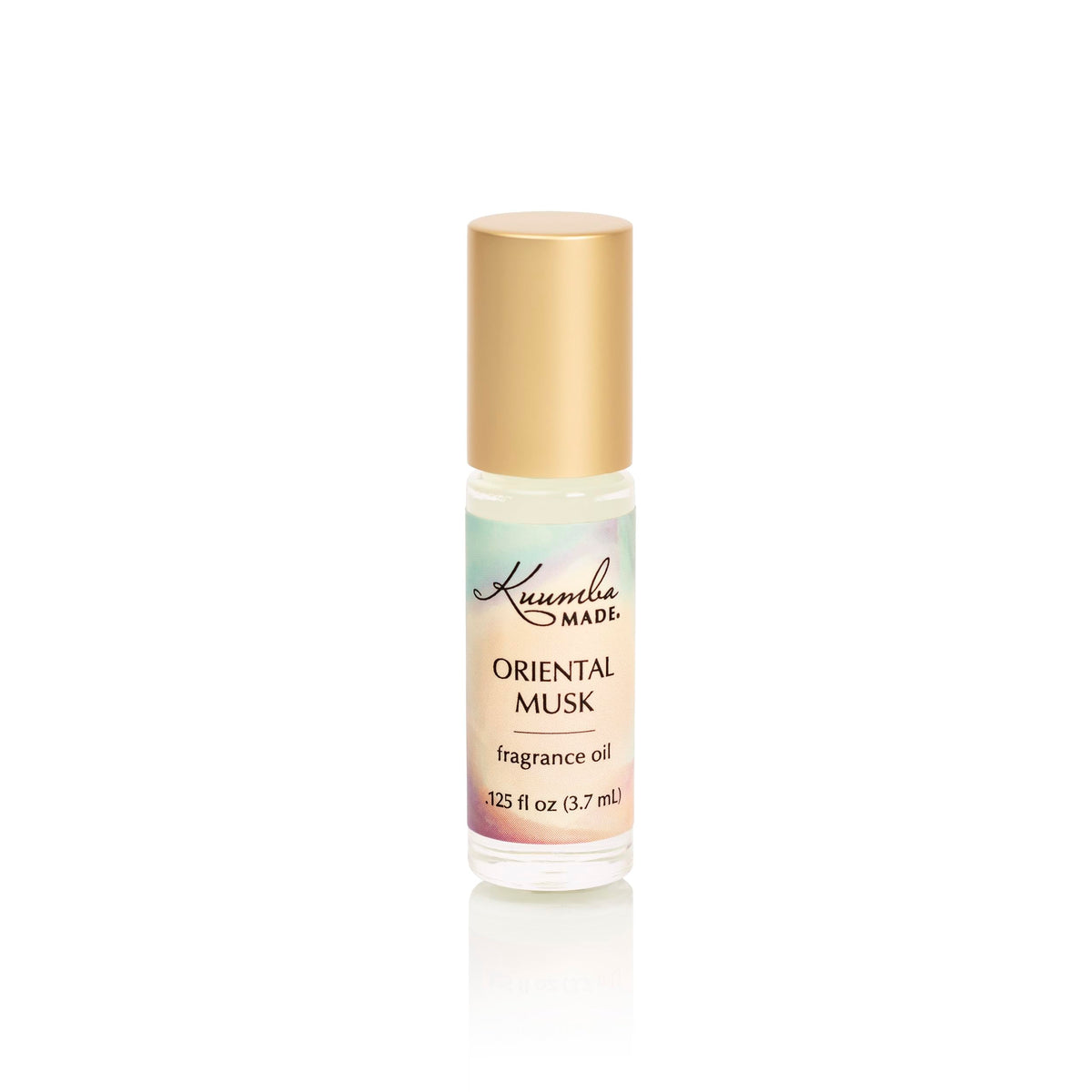 Kuumba Made front view of roll-on bottle showing label and compact design, easy travel