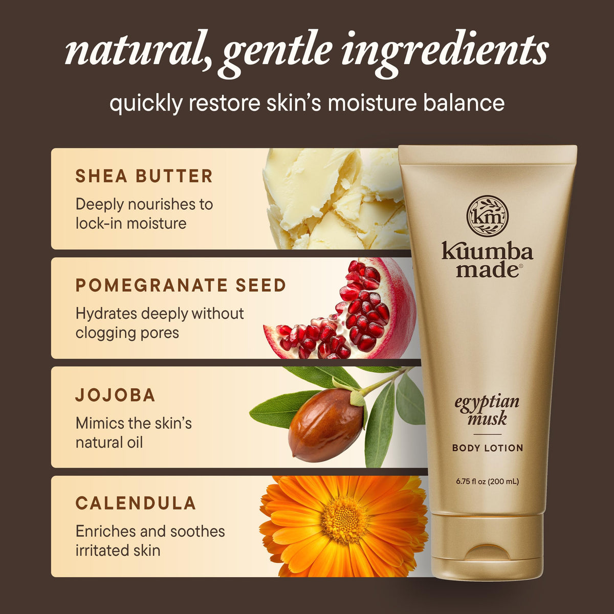 Kuumba Made raw shea butter scoop emphasizing rich moisturizing benefit