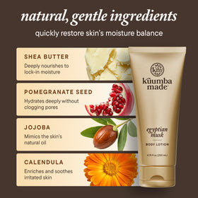 Kuumba Made raw shea butter scoop emphasizing rich moisturizing benefit