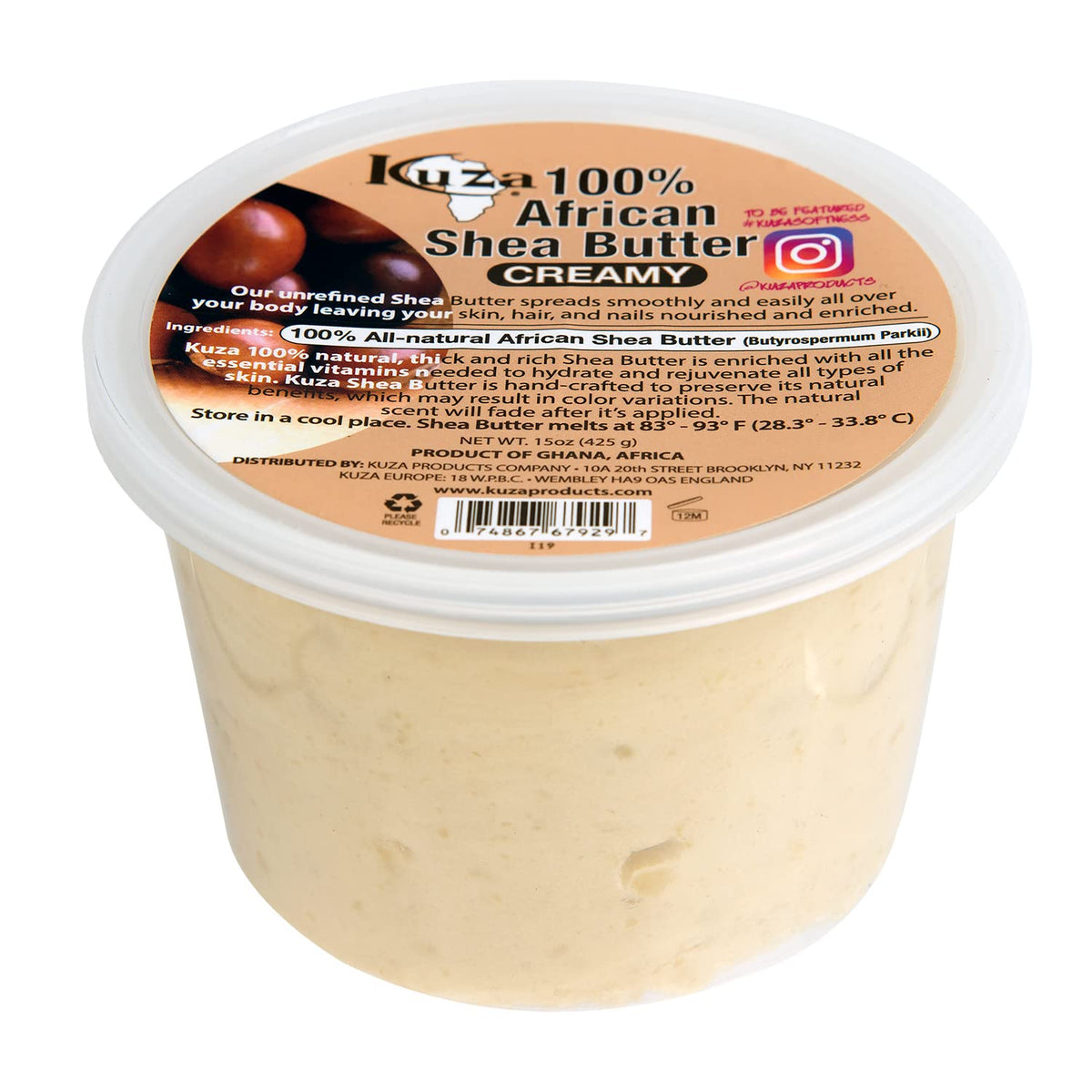 Kuza front jar 15oz showing label and generous quantity for long-term use