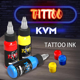 KVM top view row of colorful bottles illustrating palette variety and balance