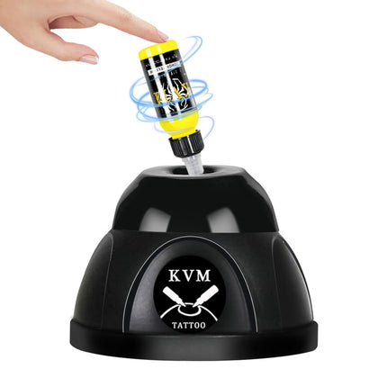 KVM mini vortex front view showing compact mixer and stable base for fast mixing