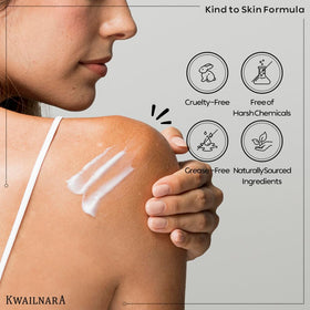 Kwailnara in bathroom setting used after shower for quick-dry hydration