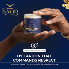 KXNG Cosmetics open jar close-up of whipped texture for fast absorption benefit