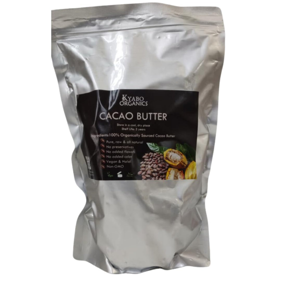 Kyabo front packaging 3 lb cocoa butter showing product and freshness benefit