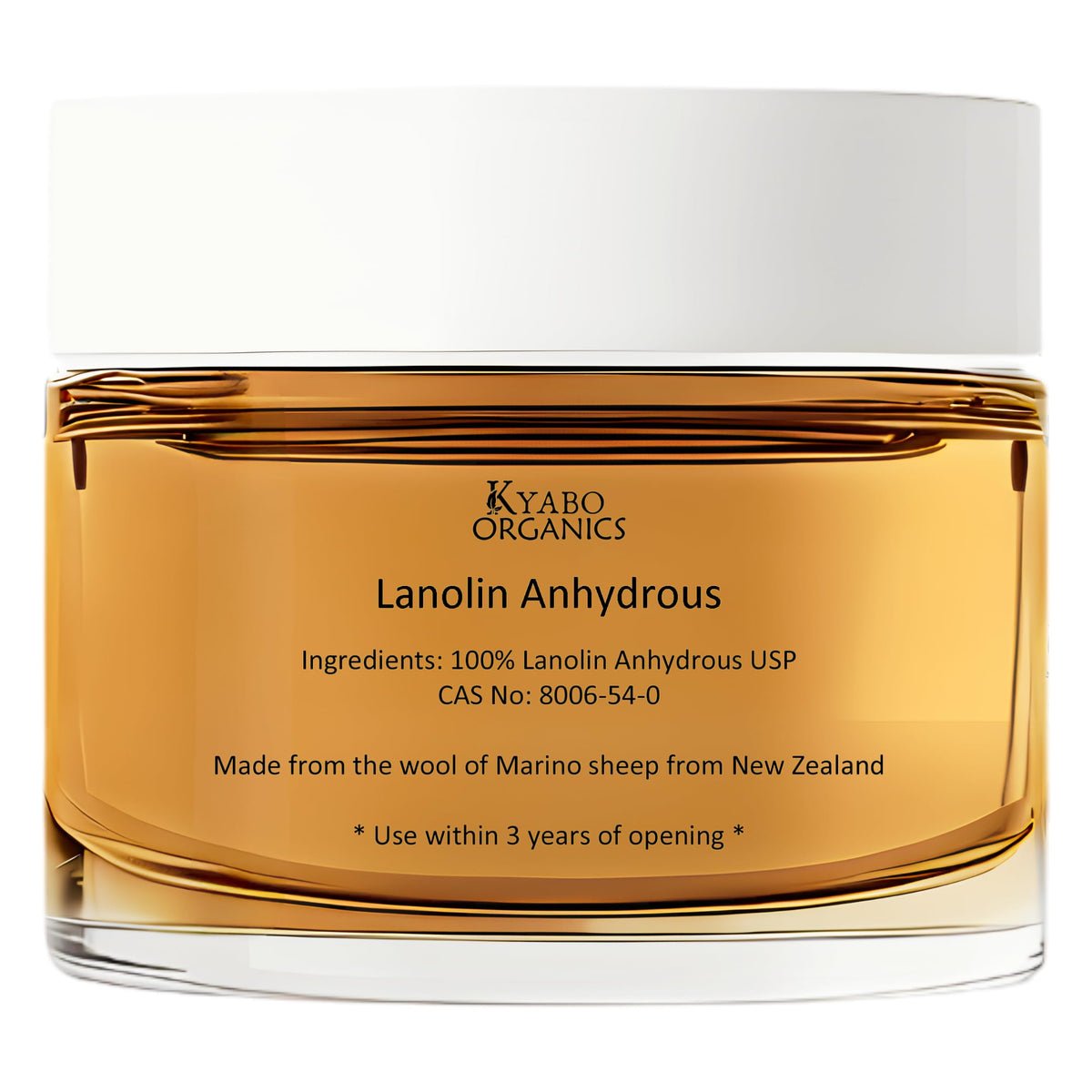 Kyabo lanolin front container showing packaging and weight, protects skin