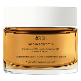 Kyabo lanolin front container showing packaging and weight, protects skin