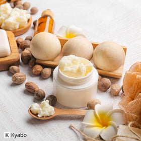 Kyabo Organics shea with oils and beeswax for DIY balm recipe inspiration