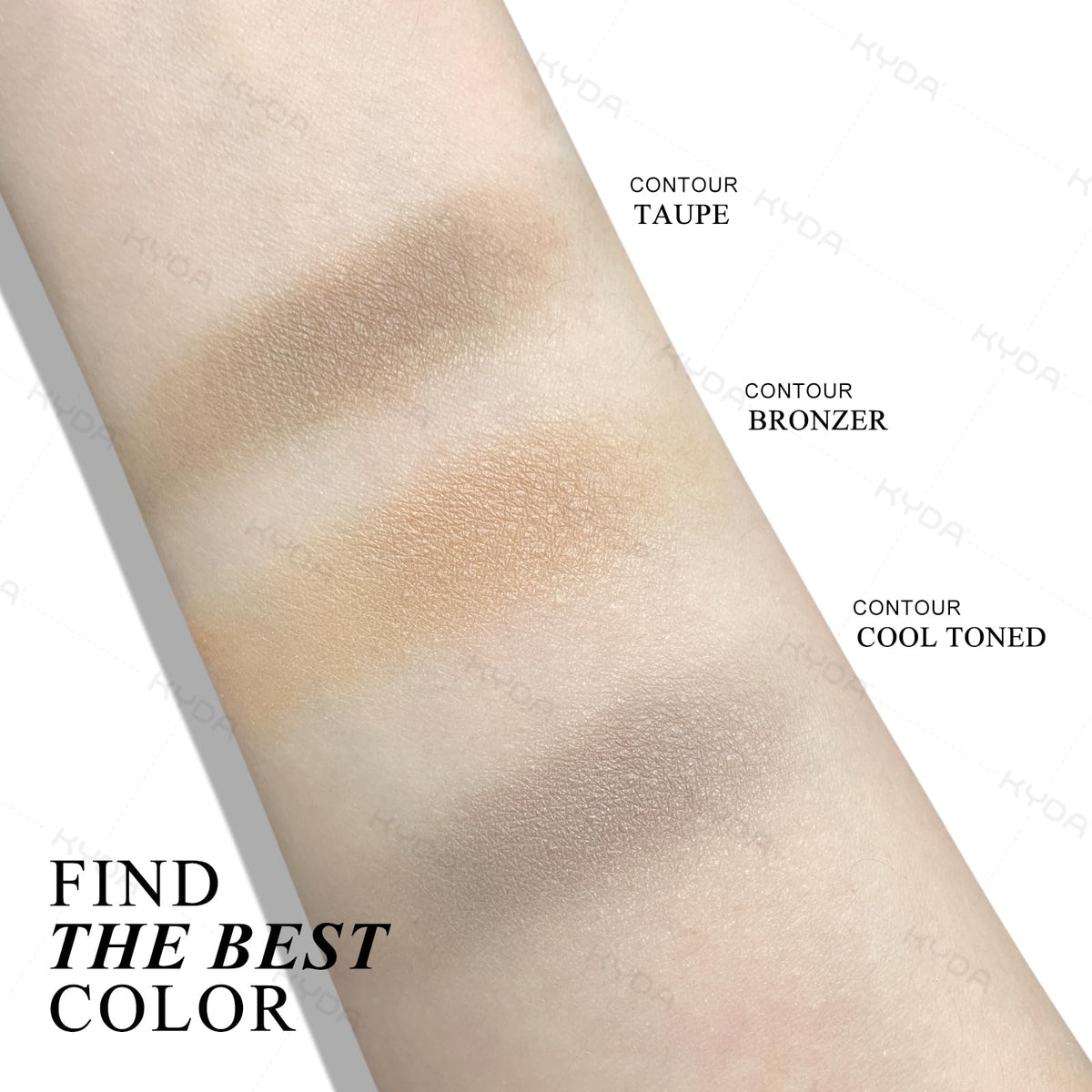 KYDA soft brush applying contour shade demonstrating seamless, streak-free finish