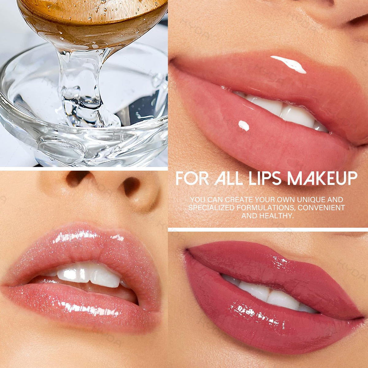 KYDA application on lips shows glossy finish and comfortable non-sticky wear benefit