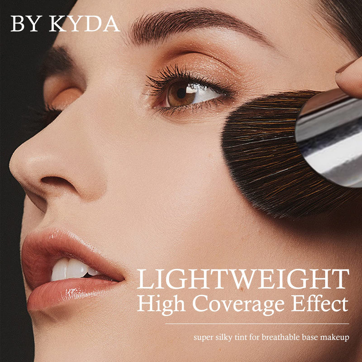 KYDA applied with foundation brush for seamless blend and smooth look