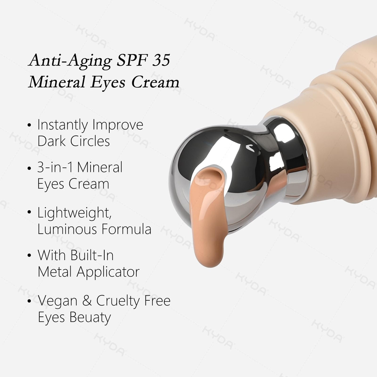 KYDA eye cream in hand to show size and travel-friendly convenience