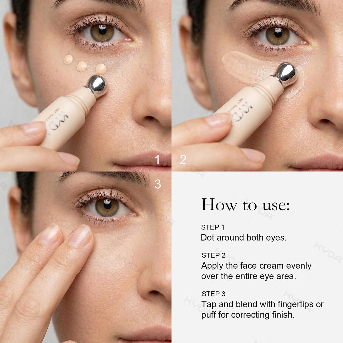 KYDA eye cream ingredient visual highlighting mineral SPF protection