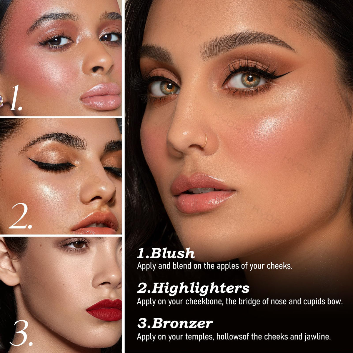 KYDA arm swatches of eye shades showing pigment payoff and blending benefit