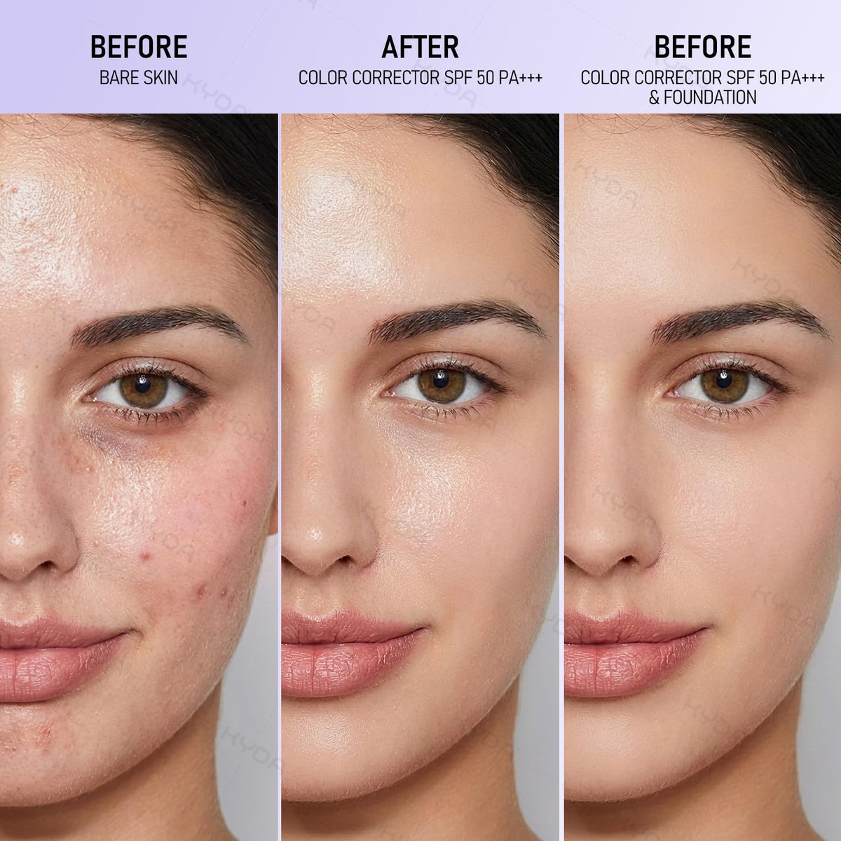 KYDA foundation layering demo illustrating smooth base and improved makeup adherence