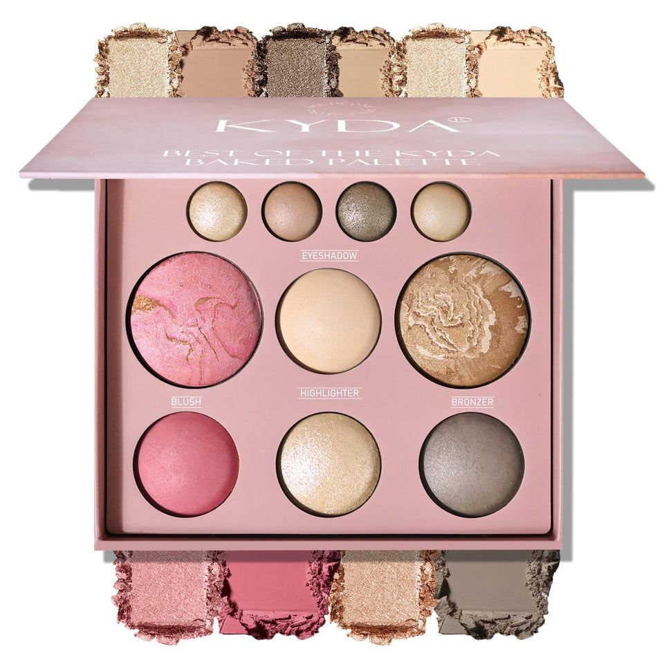 KYDA palette front open showing all ten shades and quick full-face solution