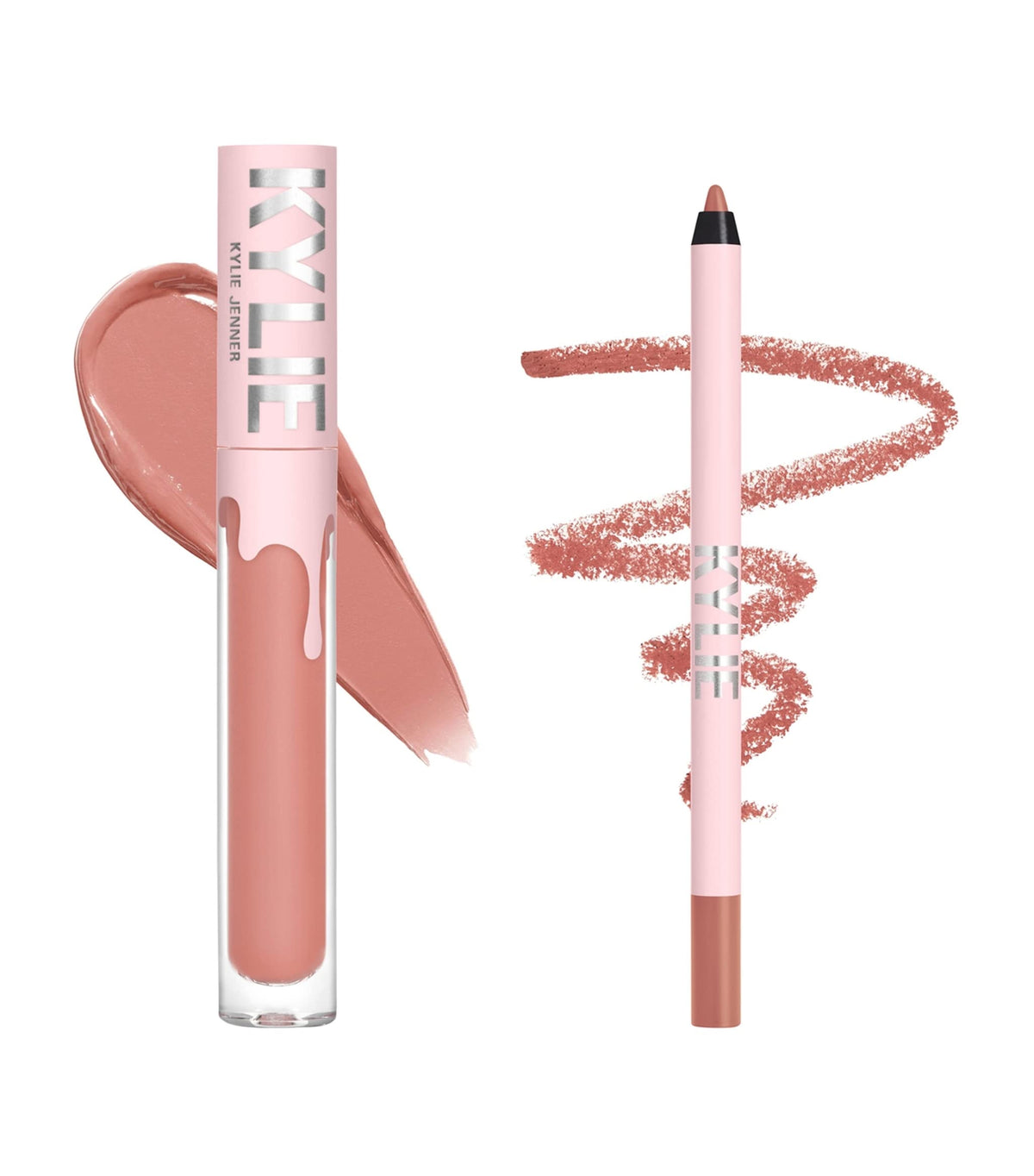 KYLIE Bare texture close-up of liquid lipstick swatch, velvety matte finish for smooth coverage
