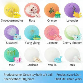 KZQUVM palm holding a single bath bomb showing compact size and ease