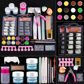 L-Bulice front packaging showing full acrylic nail kit and included tools for convenience