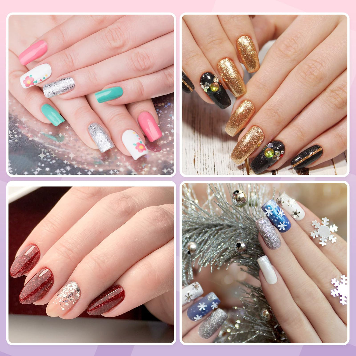 L-Bulice nail tips and extensions next to a ruler to show size and fit options