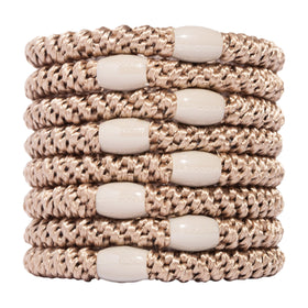 L. Erickson front pack showing eight blonde hair ties and benefits