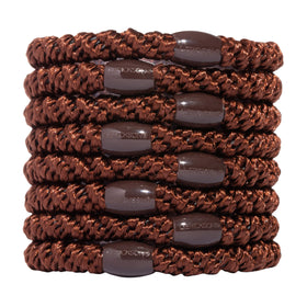 L. Erickson front packaging showing coffee brown 8-count hair ties and neat arrangement