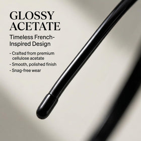 L. Erickson close-up of acetate texture showing glossy marbled finish and refined quality
