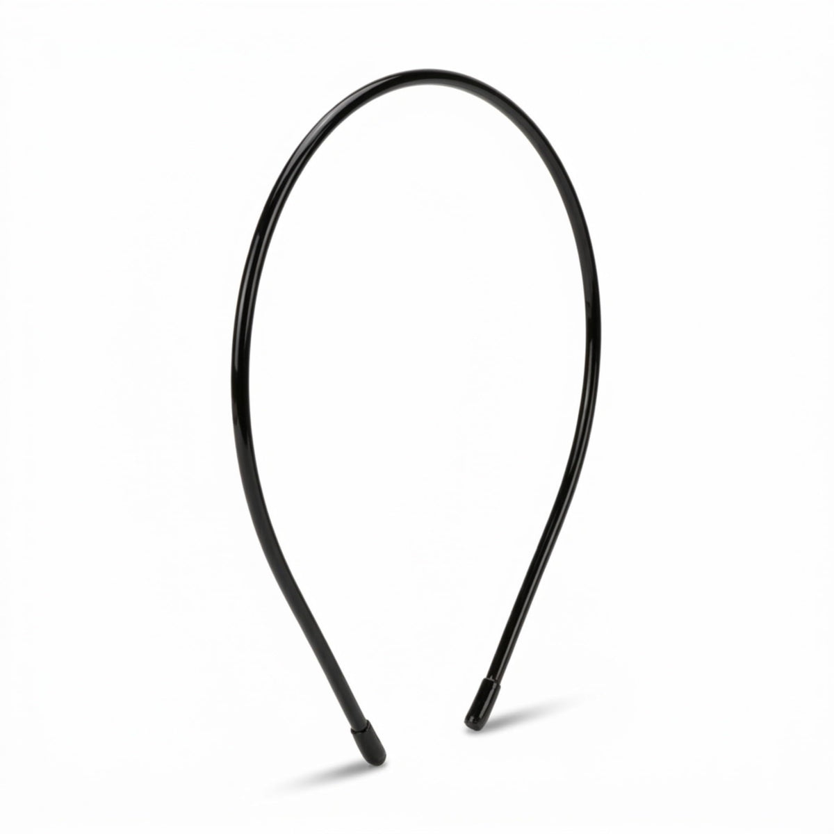 L. Erickson front view of black Twiggy headband showing slim silhouette and polished look