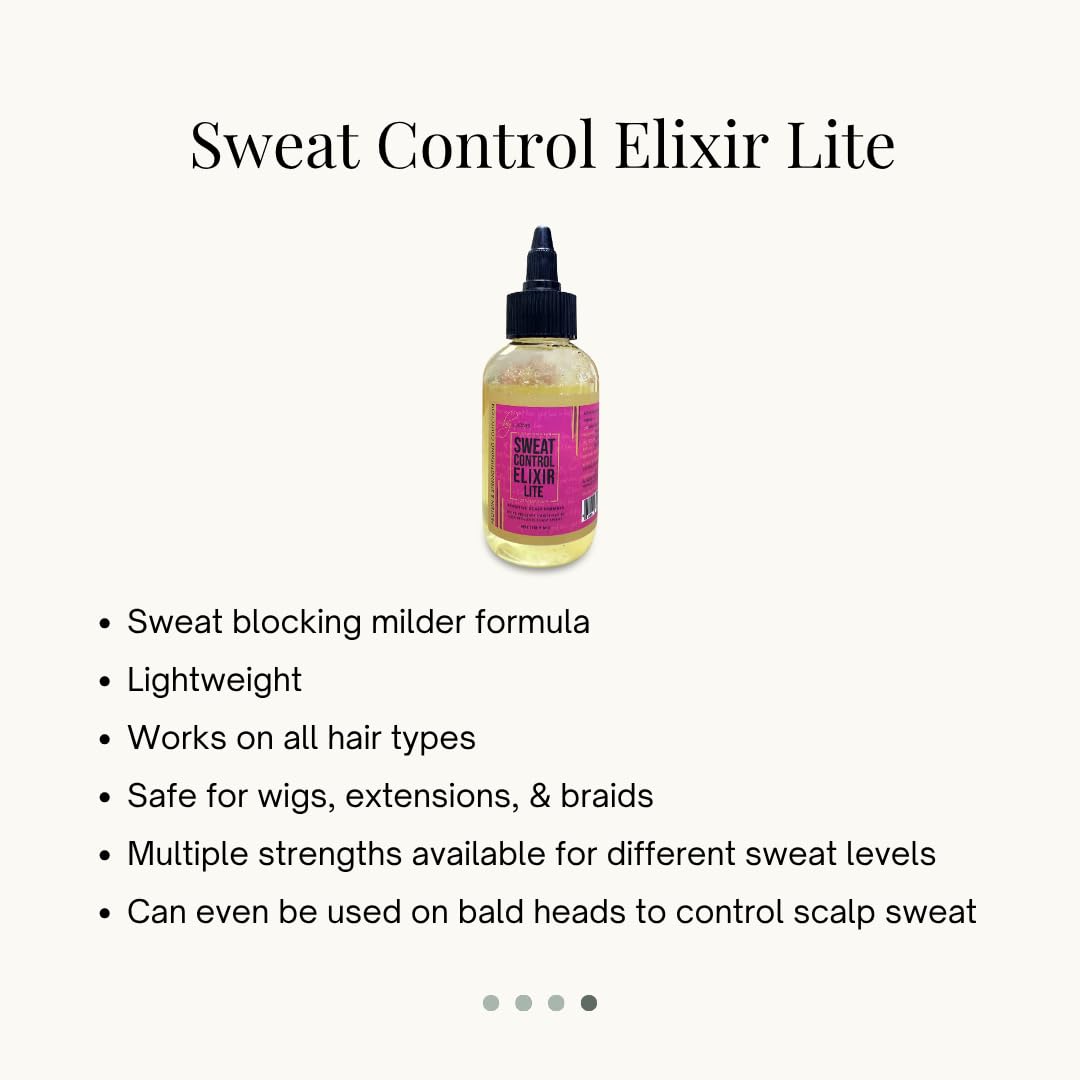 L. Jones applying elixir to scalp demonstrating targeted sweat reduction and style protection