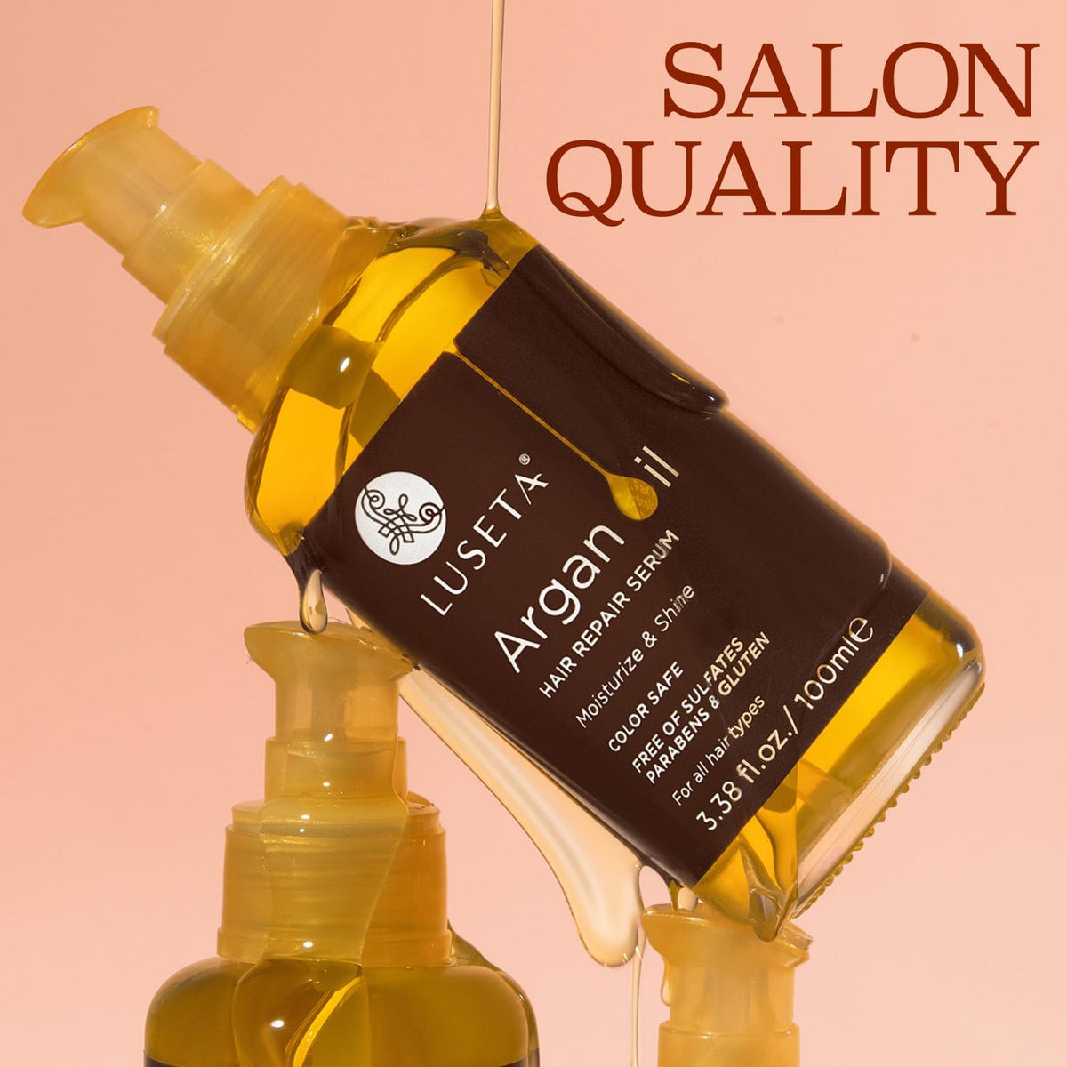 L LUSETA argan oil dropper dispensing controlled nourishing oil
