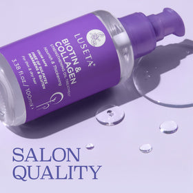 L LUSETA close-up of biotin and collagen ingredients for strength