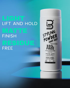 L3 powder on fingertips demonstrating simple application and instant grip
