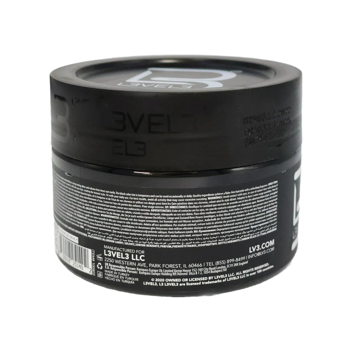 L3 black gel rinse-out with shampoo illustrating easy washout at day’s end