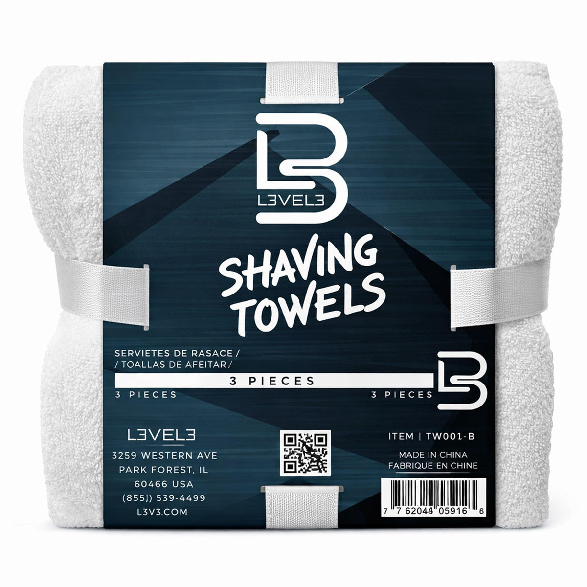 L3 folded face towel front view showing soft white cotton and professional look